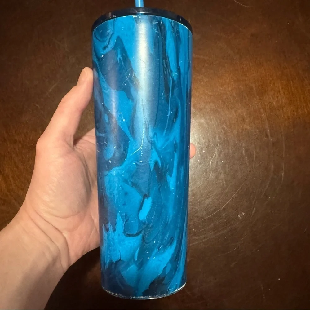 Starbucks Blue Marble Stainless Steel Tumbler 24 Oz Cold Cup Venti 2018 + More